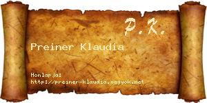 Preiner Klaudia névjegykártya